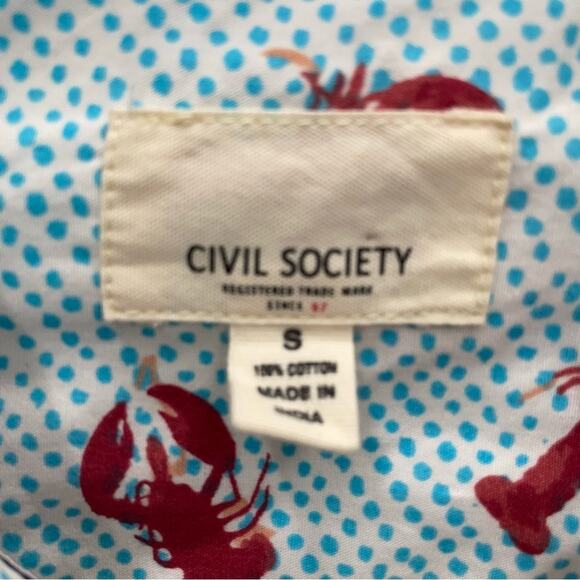 Civil Society Men's Lobster Print Shirt Size Small NEW - Picture 6 of 9